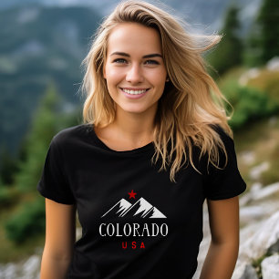 Cool Colorado USA Mountains with Star Dark Color T-Shirt