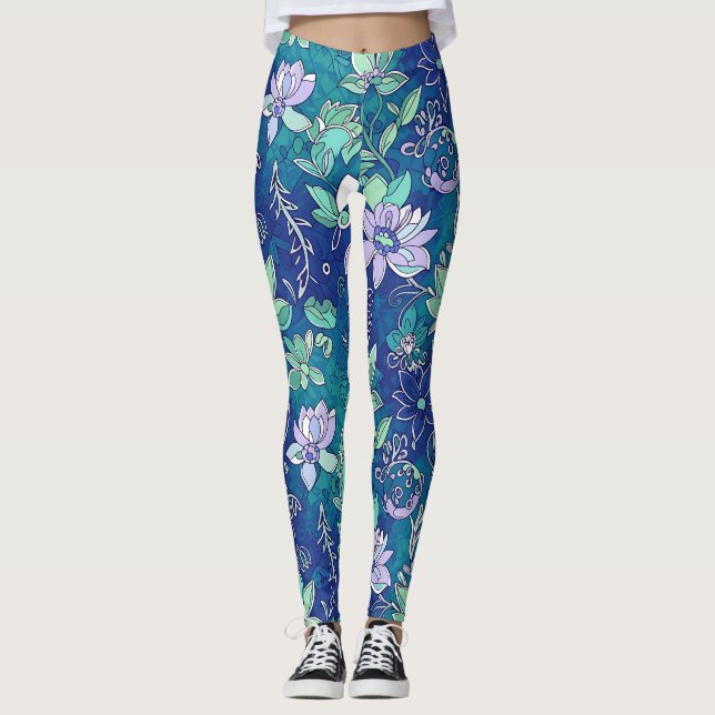 Cool colored Floral Leggings (Front)