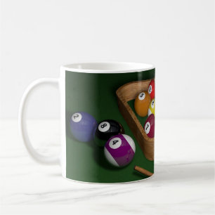 Cool & Colorful Billiards Table, Balls, Rack, Play Coffee Mug