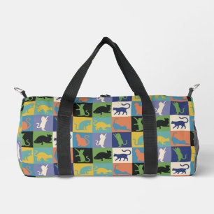 Cool Colorful Cats in Quilt Squares Duffle Bag