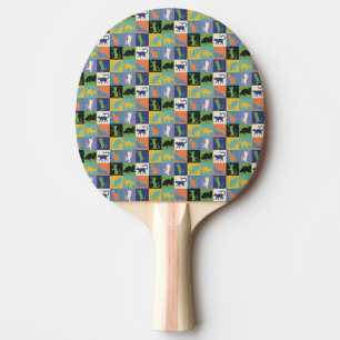 Cool Colorful Cats in Quilt Squares Ping Pong Paddle