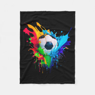 Cool Colorful Soccer Ball Splash Love Soccer Art S Fleece Blanket