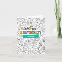 Cool Coloring customizable birthday card