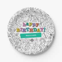 Cool Coloring customizable paper plates