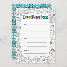 Cool Coloring flat invitation card