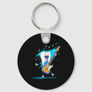 Cool colors and rocking tooth with electric guitar key ring