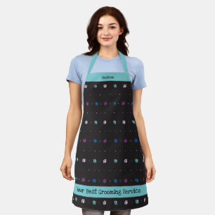 Cool Colors Paw Print Animal Worker Black Apron