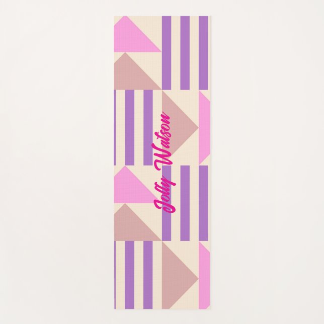 Cool Colour Geometric shape Design, Name Yoga Mat (Front)