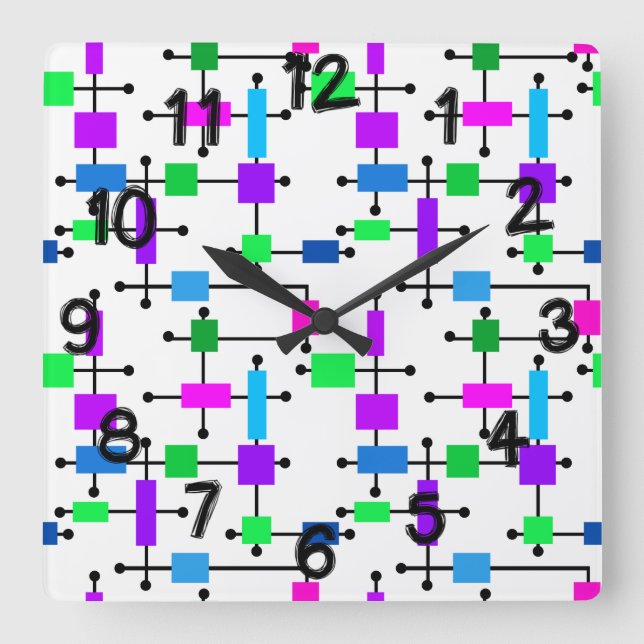 Cool Colour Grid  Square Wall Clock (Front)