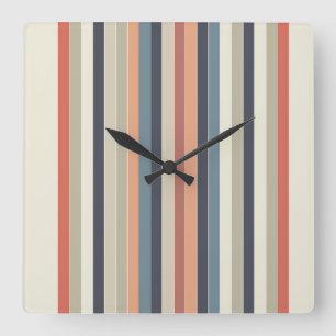 Cool Colour Palette Stripes  Square Wall Clock
