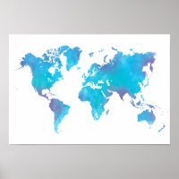 Cool Coloured Watercolor World Map