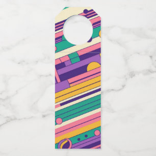 Cool, colourful 80s/90s retro designed bottle tag
