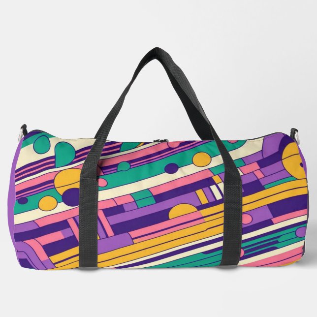 Cool, colourful 80s/90s retro designed duffle bag (Front)
