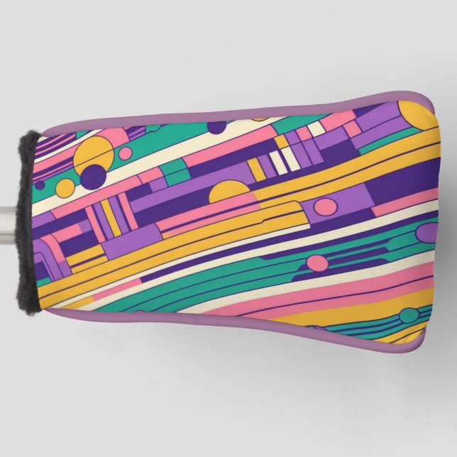 Cool, colourful 80s/90s retro designed golf head cover (Front)