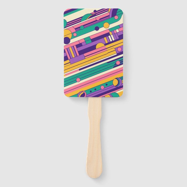 Cool, colourful 80s/90s retro designed hand fan (Front)