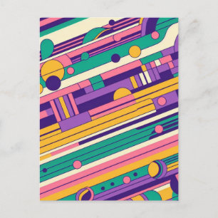 Cool, colourful 80s/90s retro designed holiday postcard
