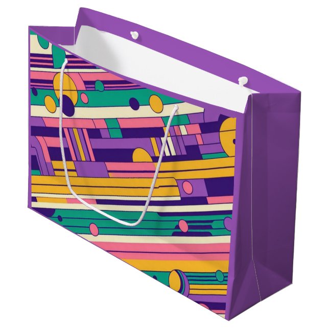 Cool, colourful 80s/90s retro designed large gift bag (Front Angled)