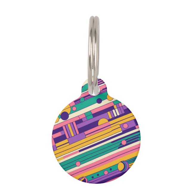 Cool, colourful 80s/90s retro designed pet tag (Front)