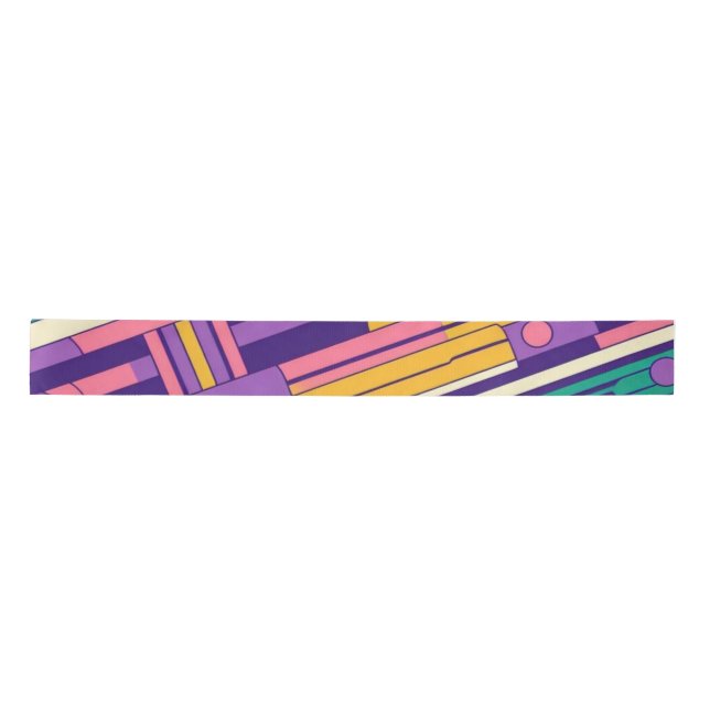 Cool, colourful 80s/90s retro designed satin ribbon (Front)