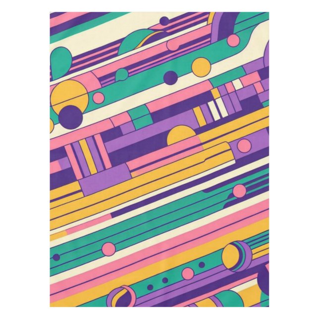 Cool, colourful 80s/90s retro designed tablecloth (Front)