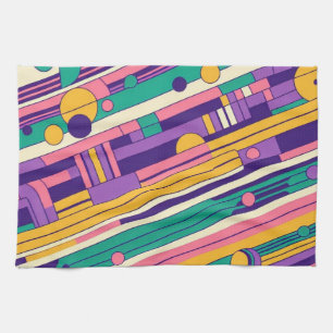Cool, colourful 80s/90s retro designed tea towel