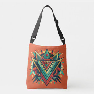 Cool & Colourful Abstract Geometric Tribal Design Crossbody Bag
