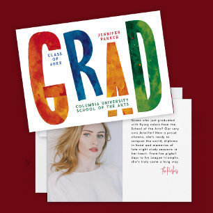 Cool Colourful Abstract Graduate Photo Typography Announcement