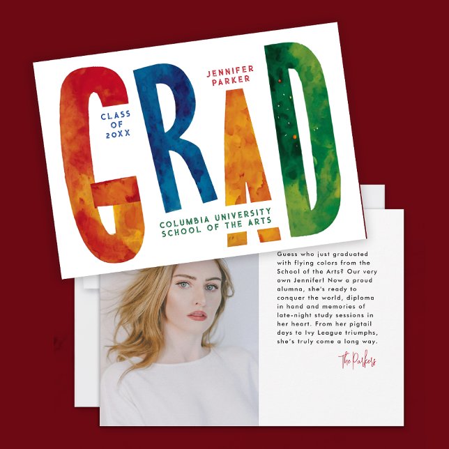 Cool Colourful Abstract Graduate Photo Typography Announcement (Creator Uploaded)