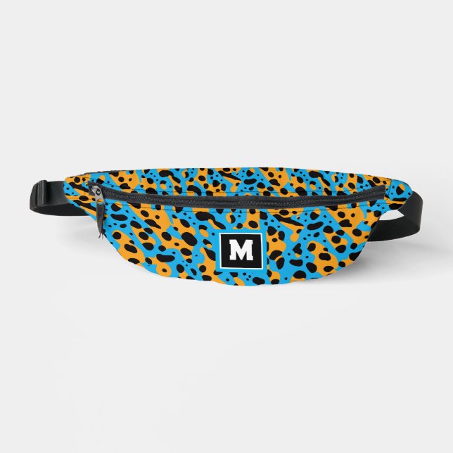 Cool Colourful Abstract Leopard Pattern Monogram Bum Bags (Front)