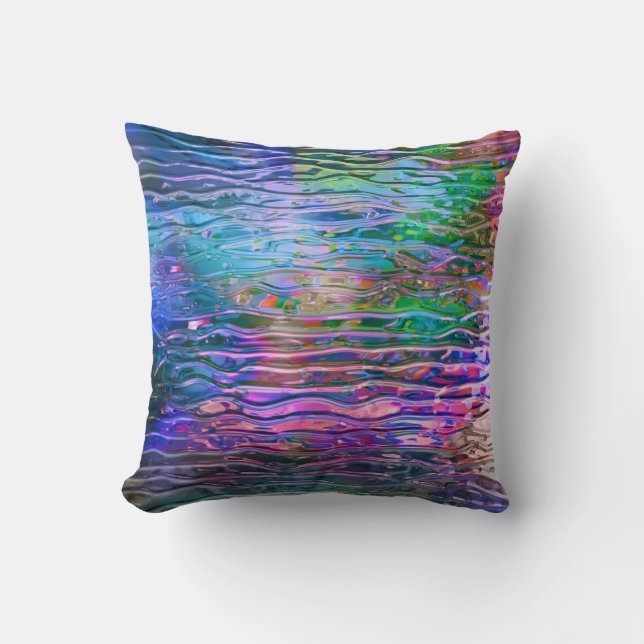 Cool Colourful Abstract Melting Glass Cushion (Front)
