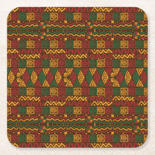 Cool & Colourful African Style Art Drawing Square Paper Coaster