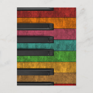 Cool colourful antique grunge effect piano postcard