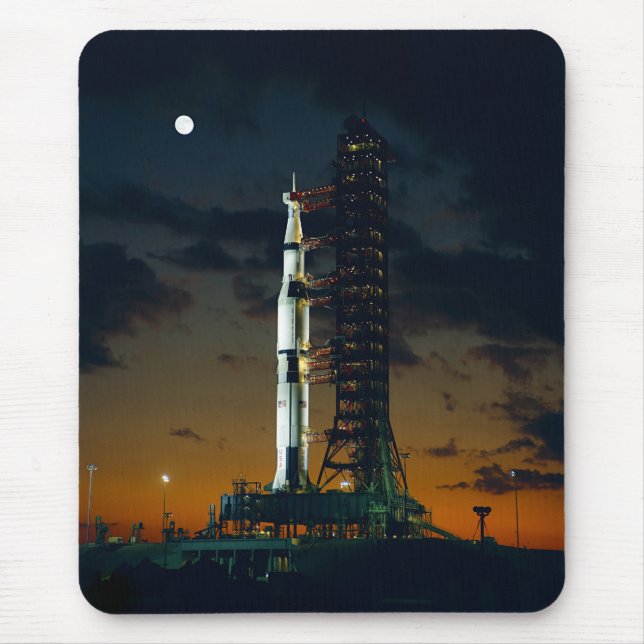 Cool Colourful Apollo Moon Mission at Launchpad Mouse Pad (Front)