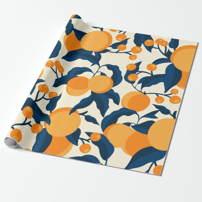 Cool & Colourful Apricot Pattern Wrapping Paper (Unrolled)