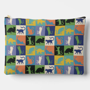 Cool Colourful Cats in Quilt Squares Accessory Pouch