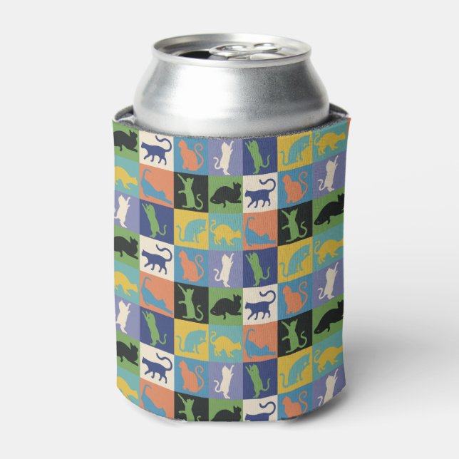 Cool Colourful Cats in Quilt Squares Can Cooler (Can Front)
