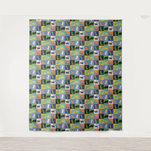 Cool Colourful Cats in Quilt Squares Tapestry