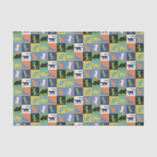Cool Colourful Cats in Quilt Squares Tissue Paper