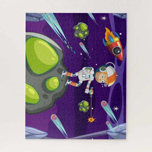 Cool & Colourful Childrens Cartoon Spaceman Jigsaw Puzzle (Vertical)
