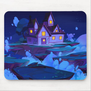 Cool & Colourful Creepy Floating Halloween House Mouse Pad