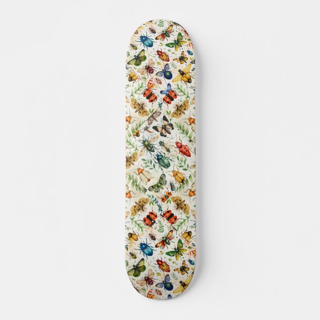 Cool Colourful Decoupage Inspired Insect Skateboar Skateboard (Front)
