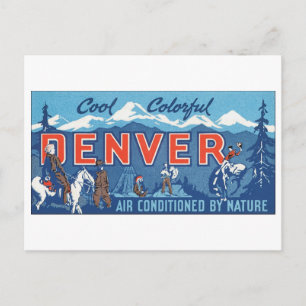 Cool Colourful Denver Travel Poster Postcard
