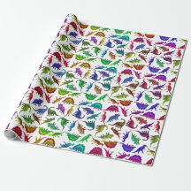 Cool Colourful Dinosaurs Wrapping Paper