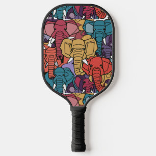 Cool Colourful Elephants Abstract Pickleball Paddle