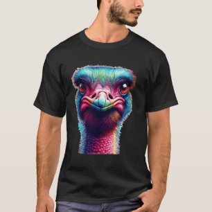 Cool Colourful Emu Face Bird Enthusiast Ostrich Em T-Shirt