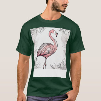 Cool Colourful Flamingo Portrait Graphic T-Shirt