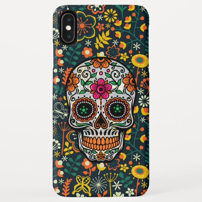 Cool Colourful Floral Sugar Skull Case-Mate iPhone Case (Back)