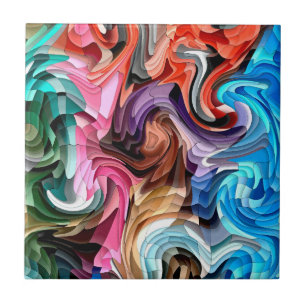 Cool Colourful Fluid Patchwork Abstract Mosaic   Ceramic Tile