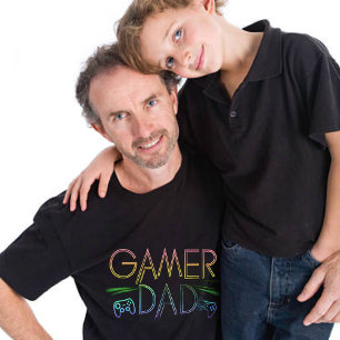 Cool Colourful 'GAMER' DAD   Father's Day T-Shirt