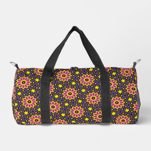 Cool Colourful Geometric Retro Flower Pattern Duffle Bag